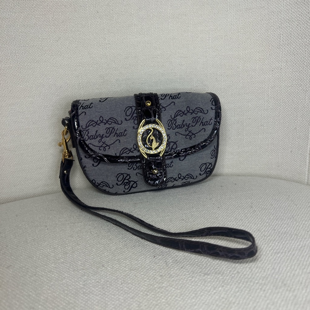Baby Phat Gray and Midnight Purple wristlet- belt bag